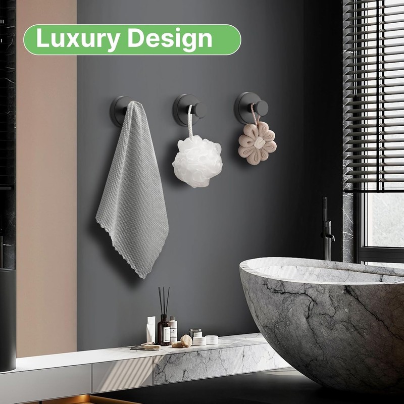 2/4/6 Pack Suction Cup Hooks, Stainless Steel No Drill Shower Hooks, Towel Hooks gallery