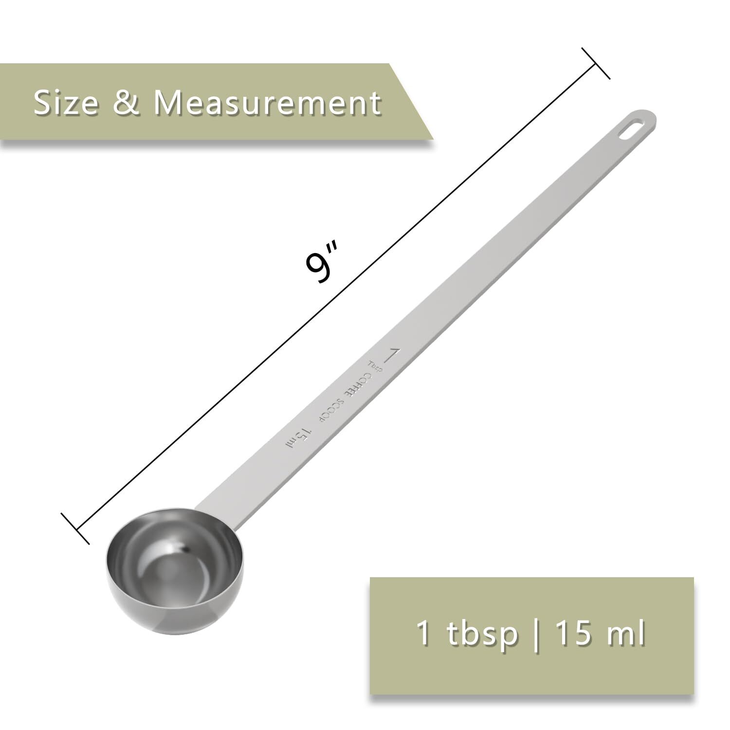1 Tablespoon Coffee Scoop 9” Long Handle Measuring Spoon One tbsp 15 ml Coff gallery