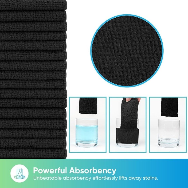 10 Pack Black Microfiber Cleaning Cloths - Lint & Scratch-Free 11.5x11.5 Inch gallery