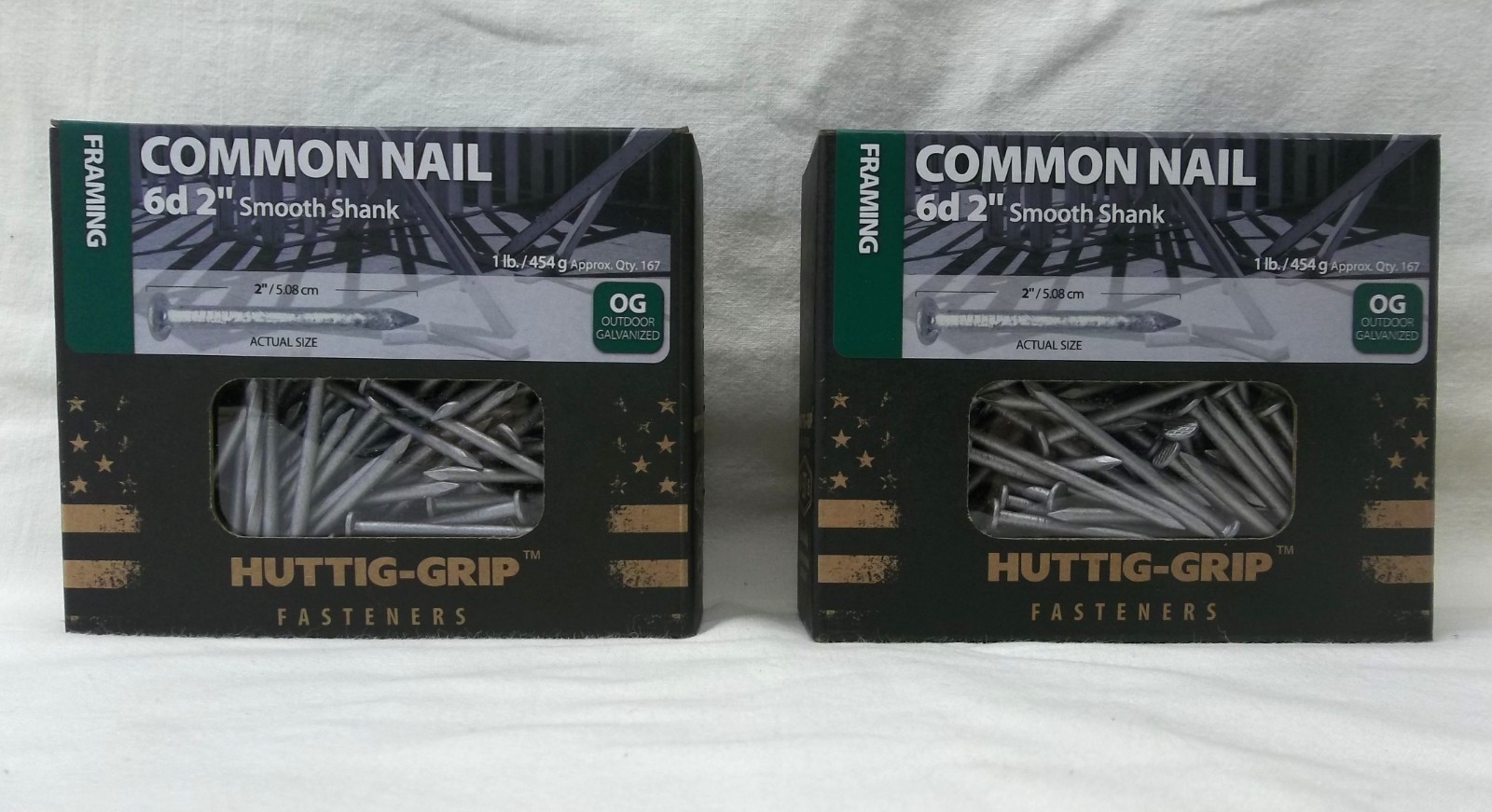 2LB. APPROX. 330 HUTTIG-GRIP 6d COMMON NAILS 2" OUTDOOR GALVANIZED (2-1LB boxes) gallery