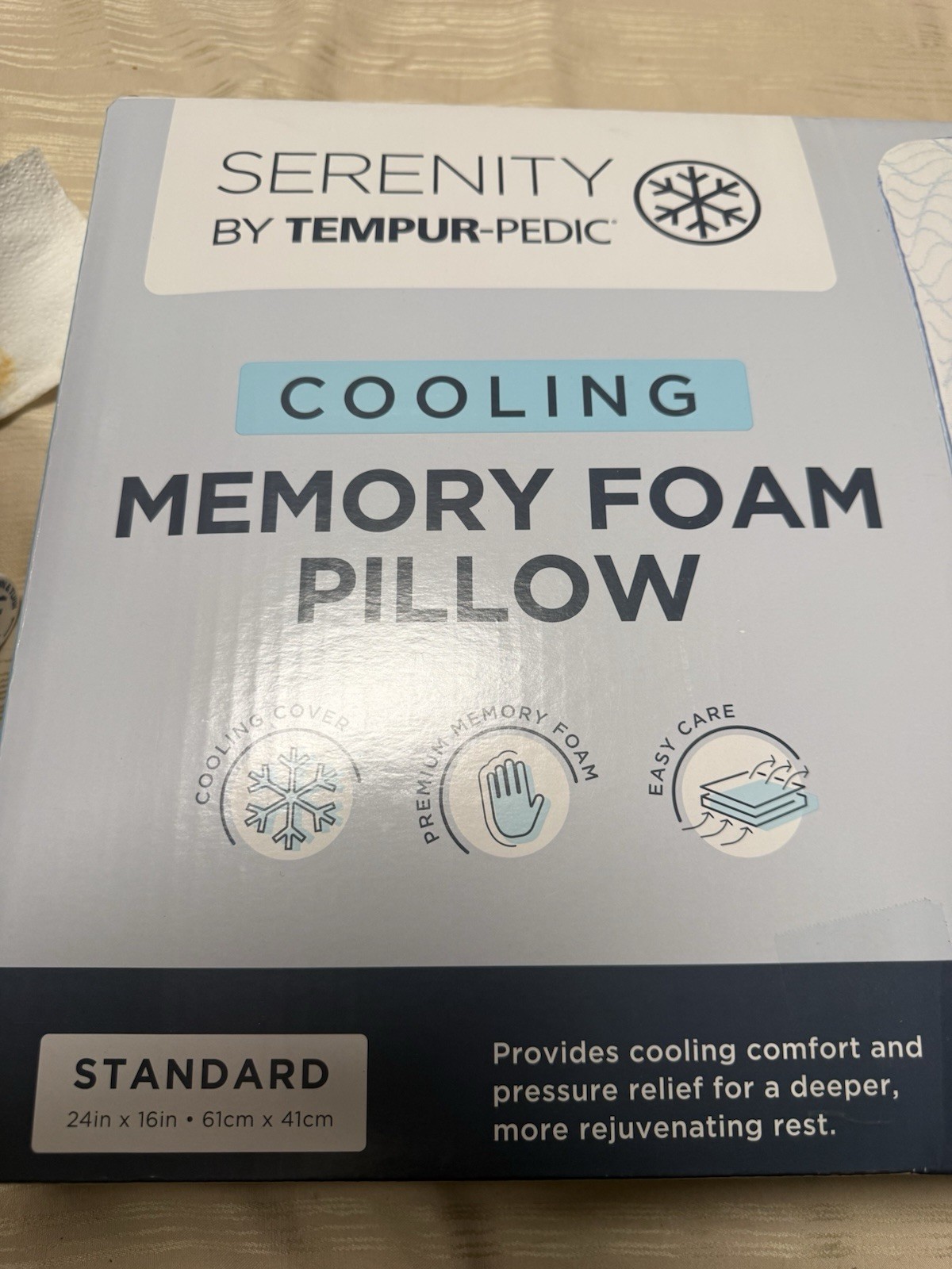 Tempur-Pedic Serenity Cooling Memory Foam Bed Pillow 24x16in Machine Washable gallery