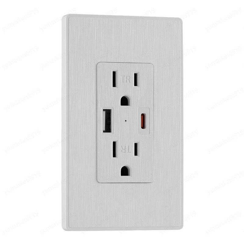 USB Type-C &Type-A Wall Socket Charger AC Power Receptacle Outlet Panel 15A Lot gallery