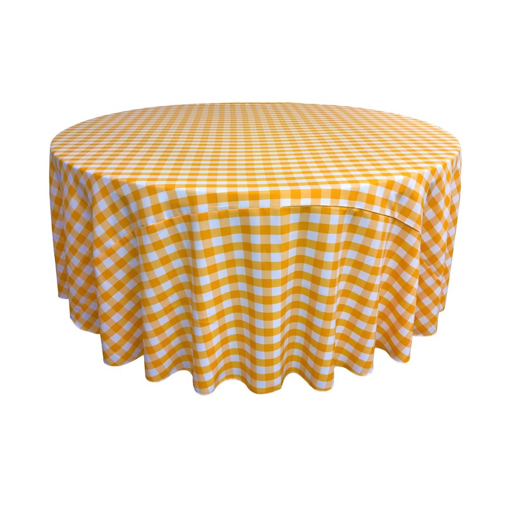 LA Linen Polyester Gingham Checkered 120-Inch Round Tablecloth. Made in USA