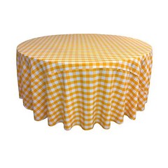 LA Linen Polyester Gingham Checkered 120-Inch Round Tablecloth. Made in USA
