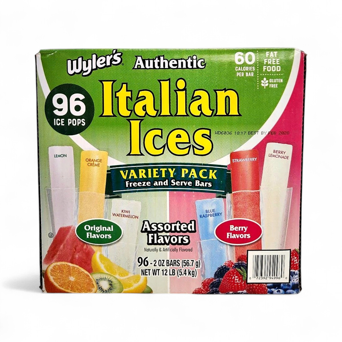 Wyler's Authentic Italian Ices Dessert Bar Pops Variety, 2 oz, 96-Pack gallery