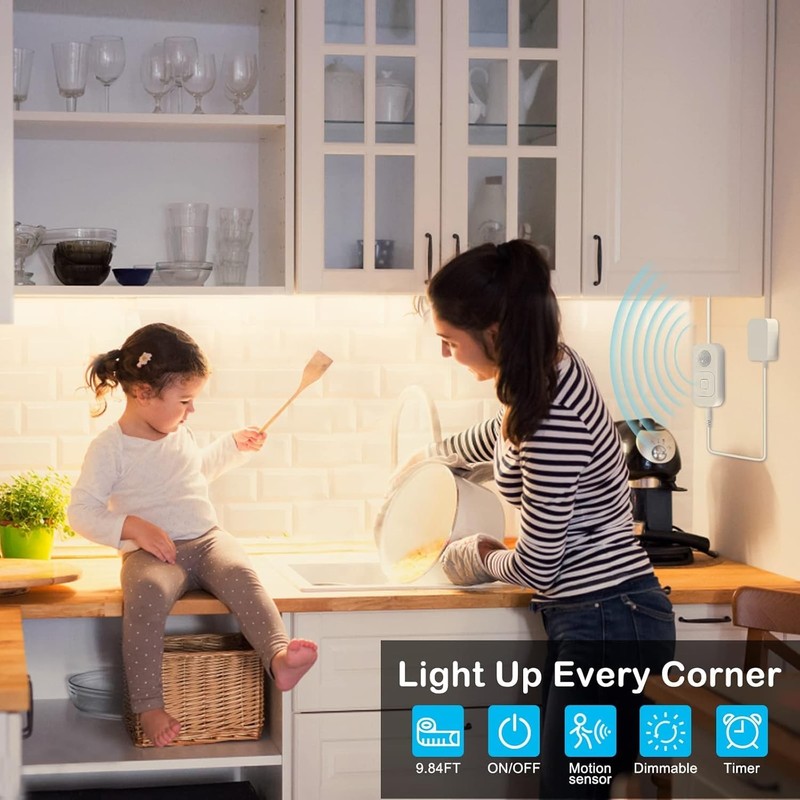 Motion Sensor Lights Indoor Plugin LED Step Strip Power Timer Dimmer Control gallery