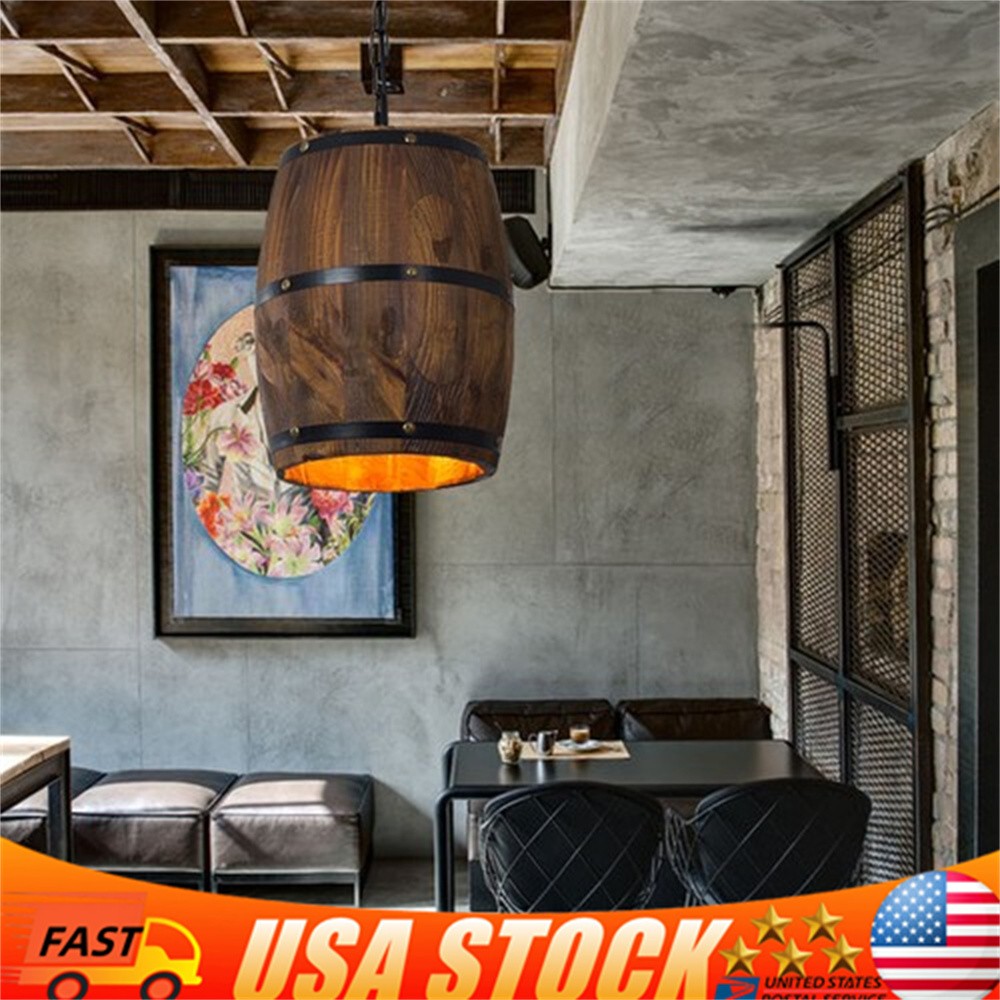 Rustic Farmhouse Ceiling Light Wood Island Kitchen Pendant Hanging Lamp Fixture gallery
