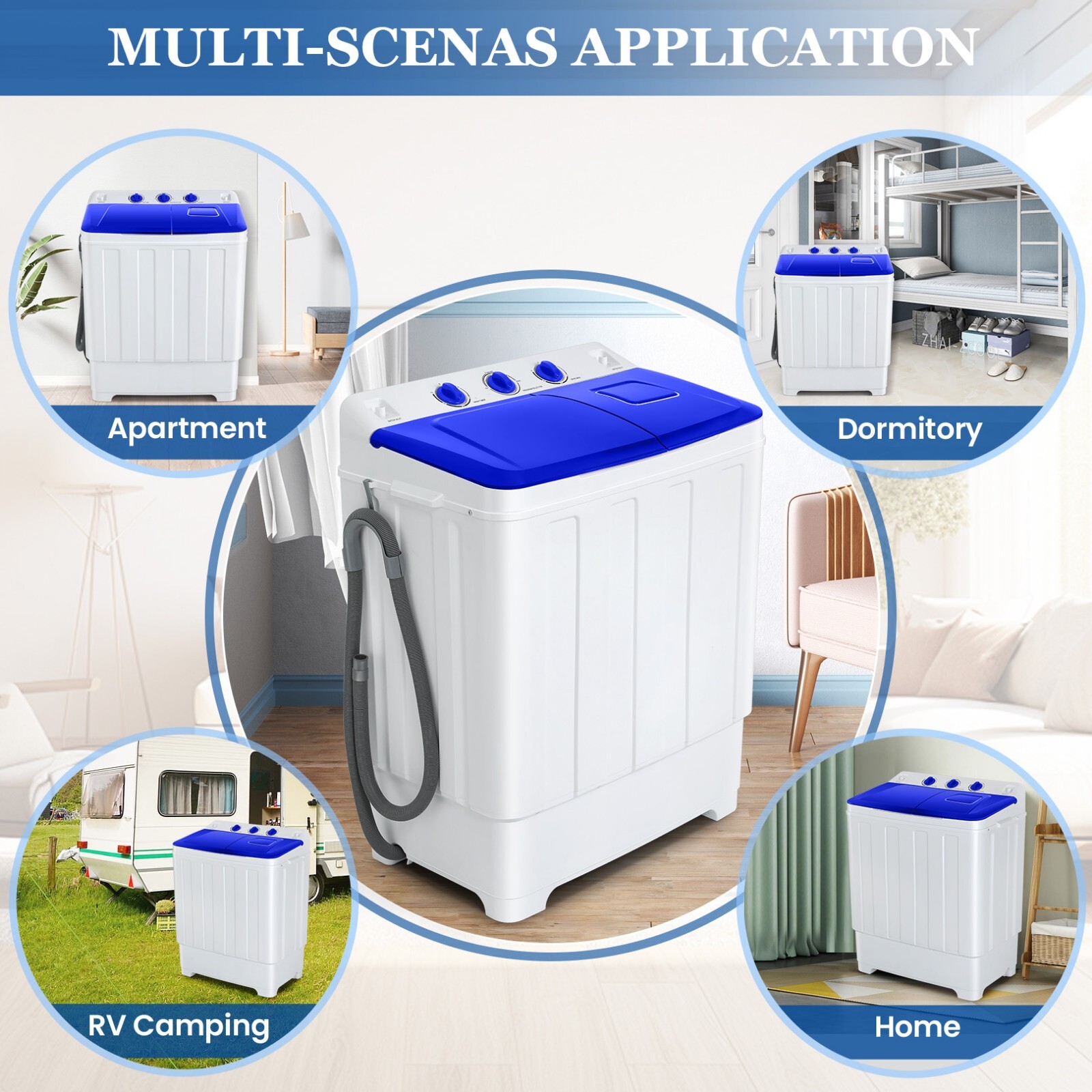 30LBS Twin Tub Portable Washing Machine Mini Compact Laundry Washer for Home APT gallery