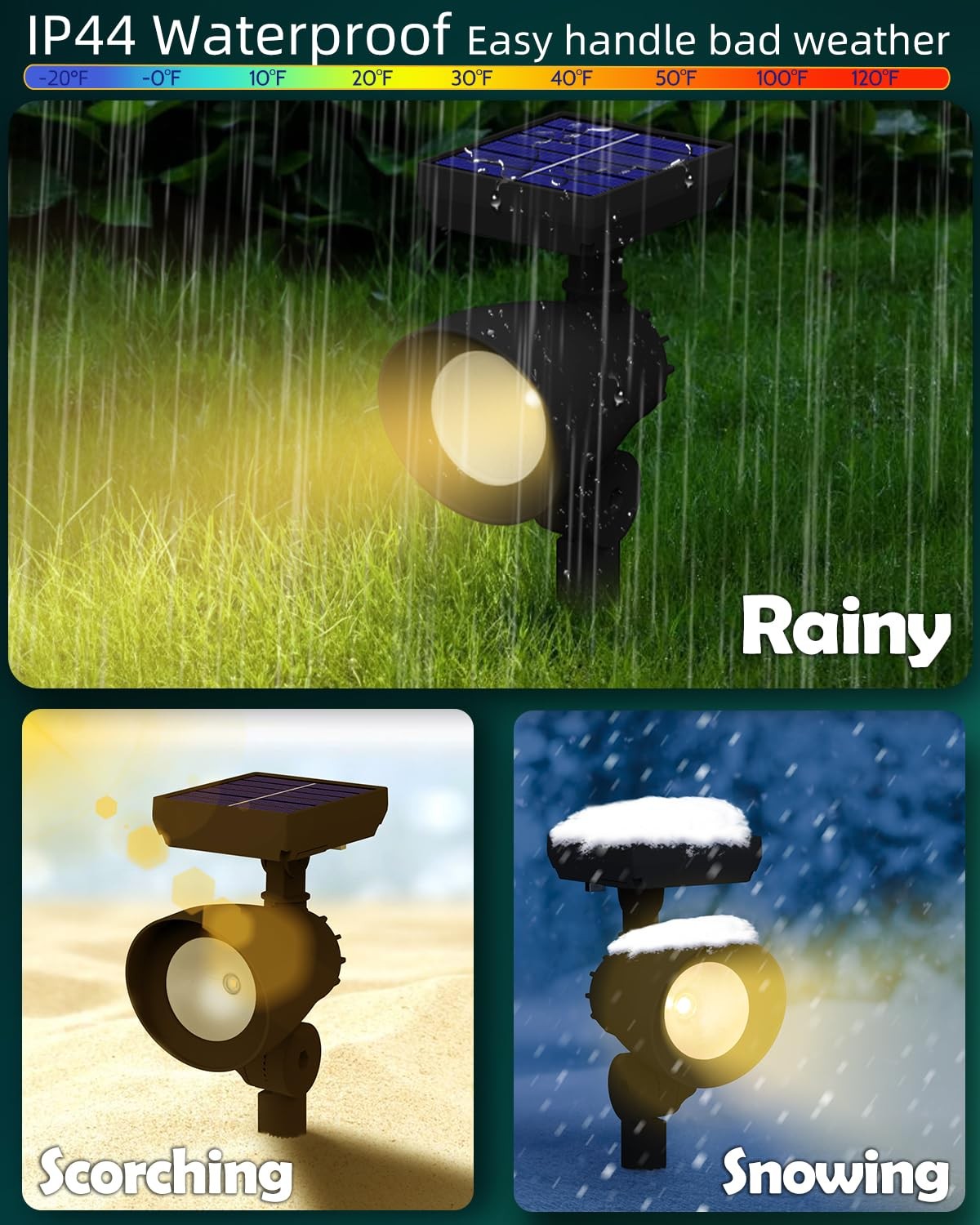 Solar Lights Outdoor 6 Pack IP44 Waterproof Powered Warm White Azirier Spot Auto gallery