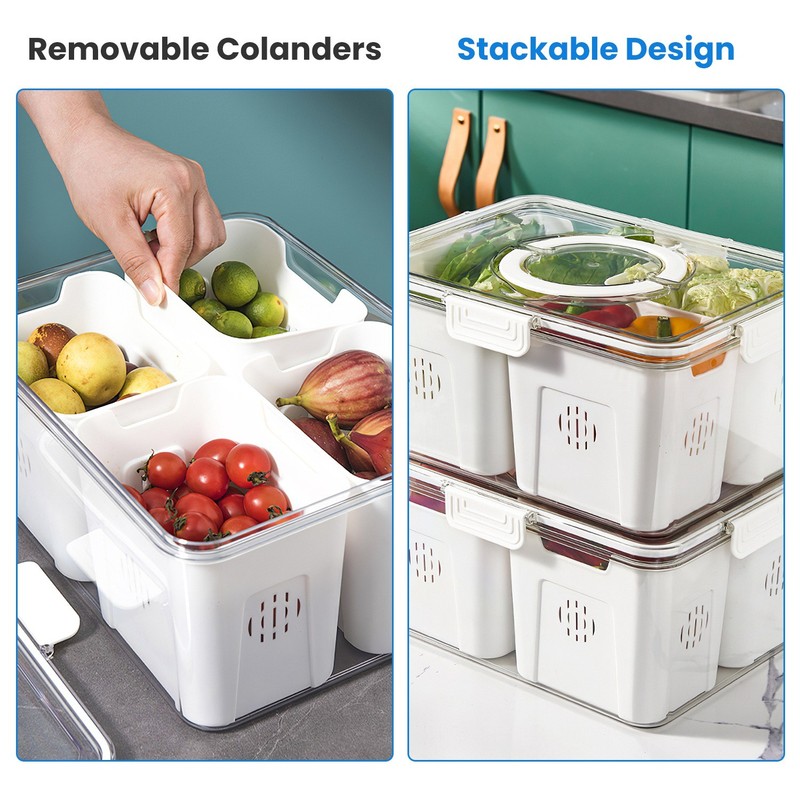 2Pack Airtight Fruit Storage Containers 4 Compartment Food Storage gallery