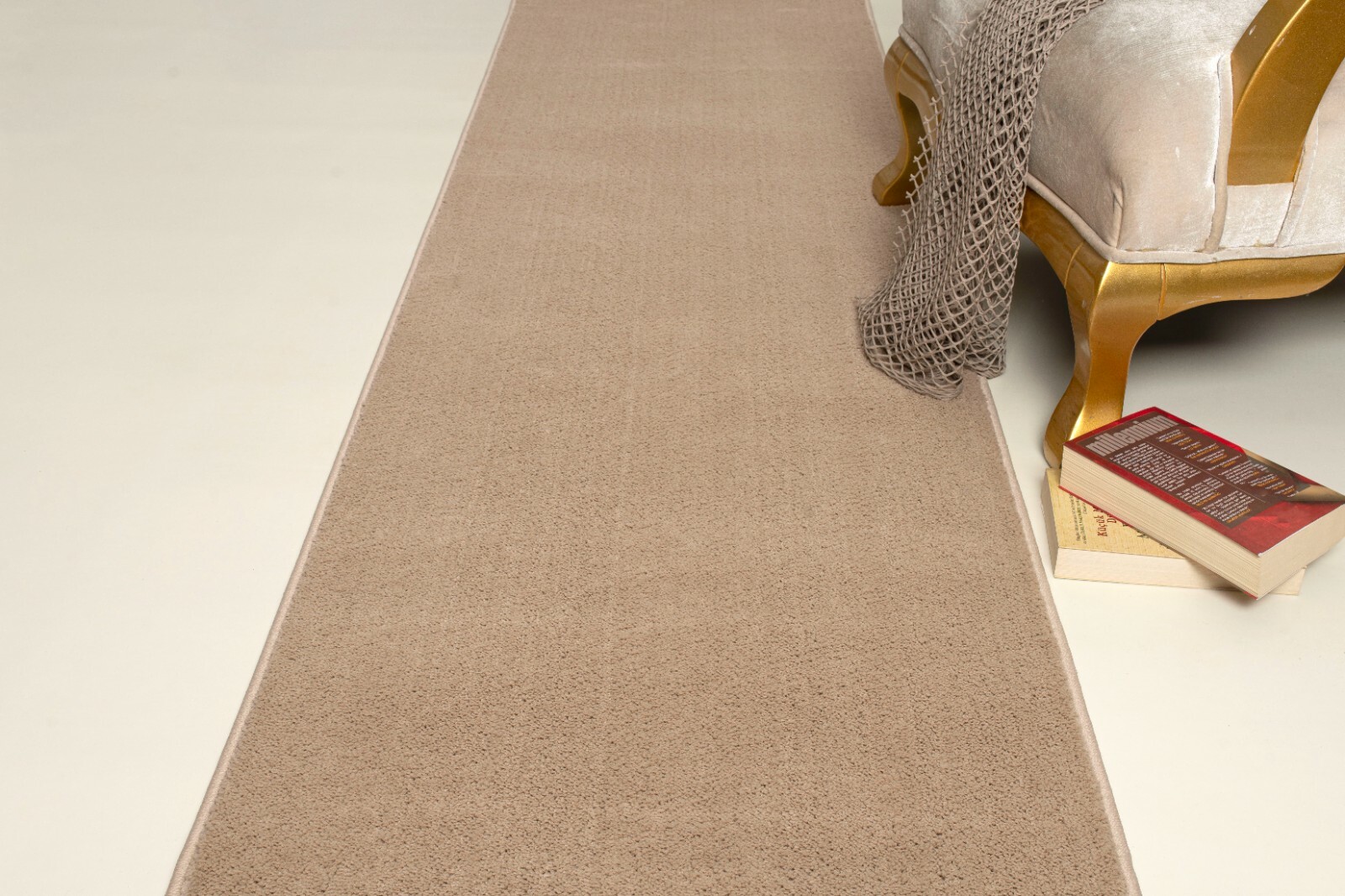 Slip Skid Resistant Hallway Runner Rug, Solid Ivory Color, Sold-Priced Per Foot gallery