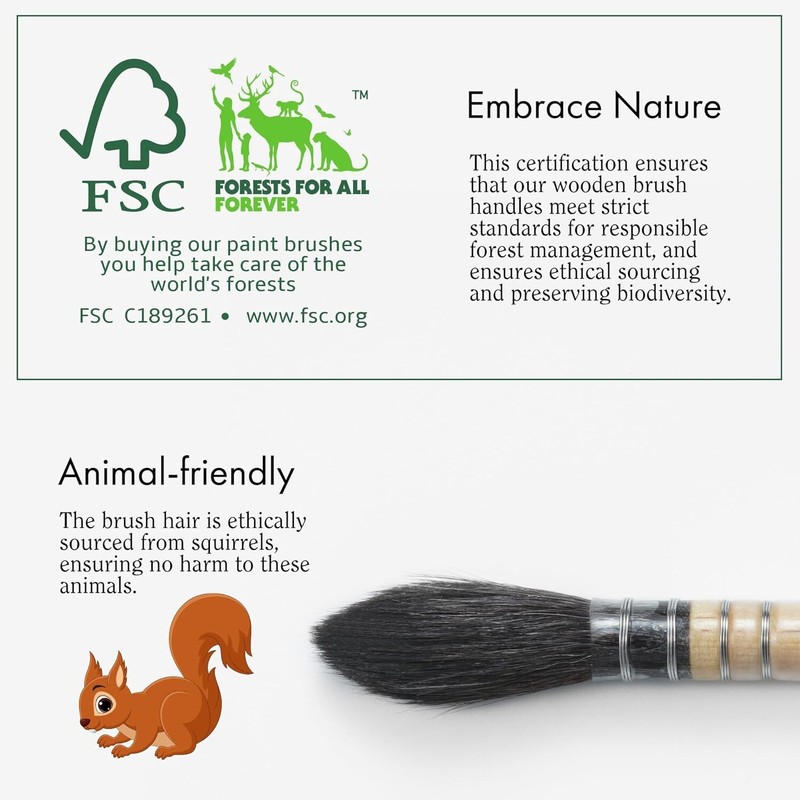 ARTIFY 3PCS Professional Natural Squirrel Hair Quill Watercolor Brushes#0,#2, #4 gallery
