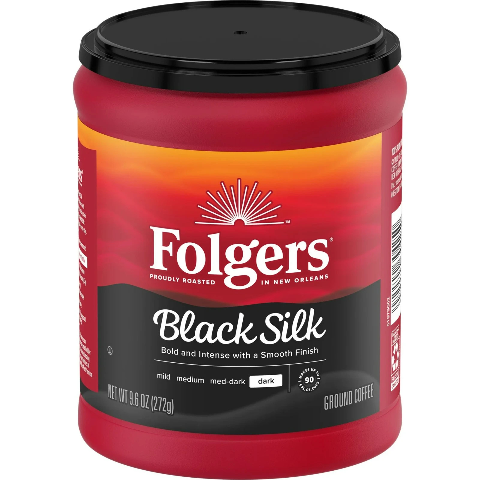 Folgers Black Silk Ground Coffee, Smooth Dark Roast Coffee, 9.6 oz Canister NEW gallery