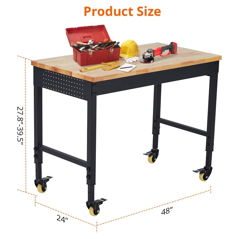 48"Adjustable Workbench Heavy Duty Work Bench ,Garage Worktable w/Power Outlet gallery