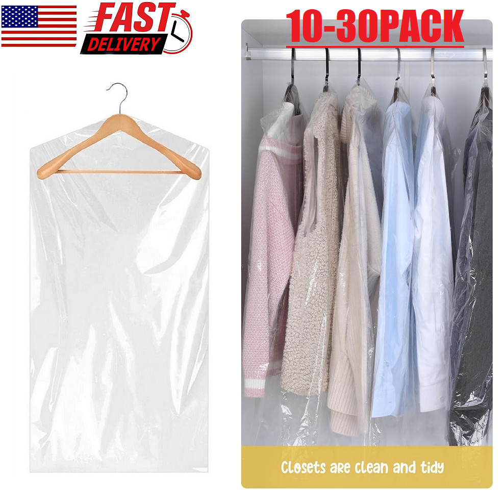 30× Clothes Dust Cover Dry Cleaning Garment Storage Bag Suit Protector Organizer gallery