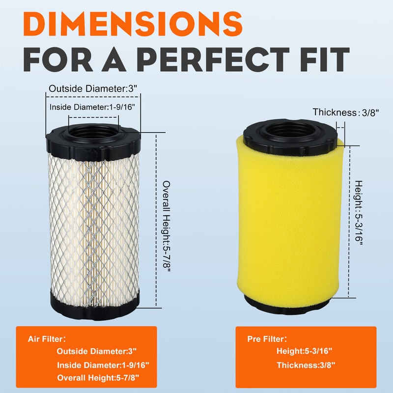 2 Pc Air Filter & Pre Filter for Briggs & Stratton 20-21HP Engine 793569 793685 gallery