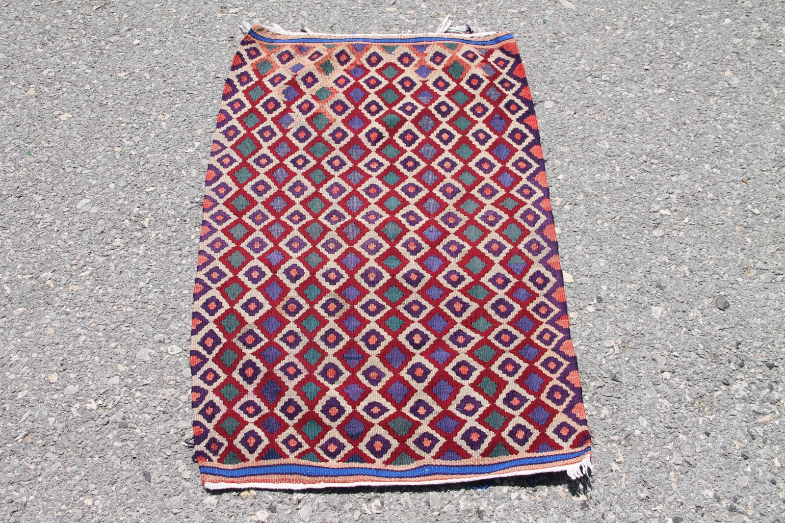 2x3 ft Handmade Vintage Red Small Tribal Turkish Southwest Ethnic Kilim Rug gallery