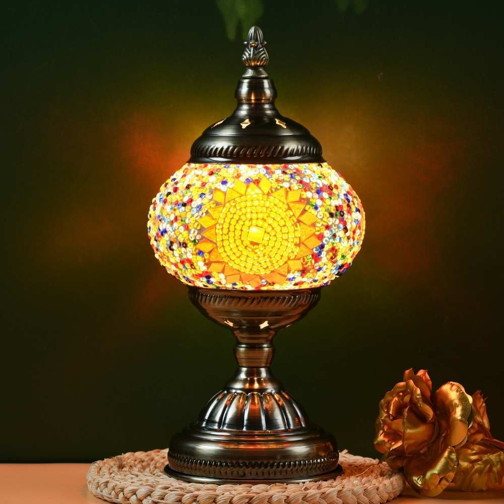 Handcrafted Turkish Table Lamp Metal Base Light with Moroccan Mosaic Design gallery