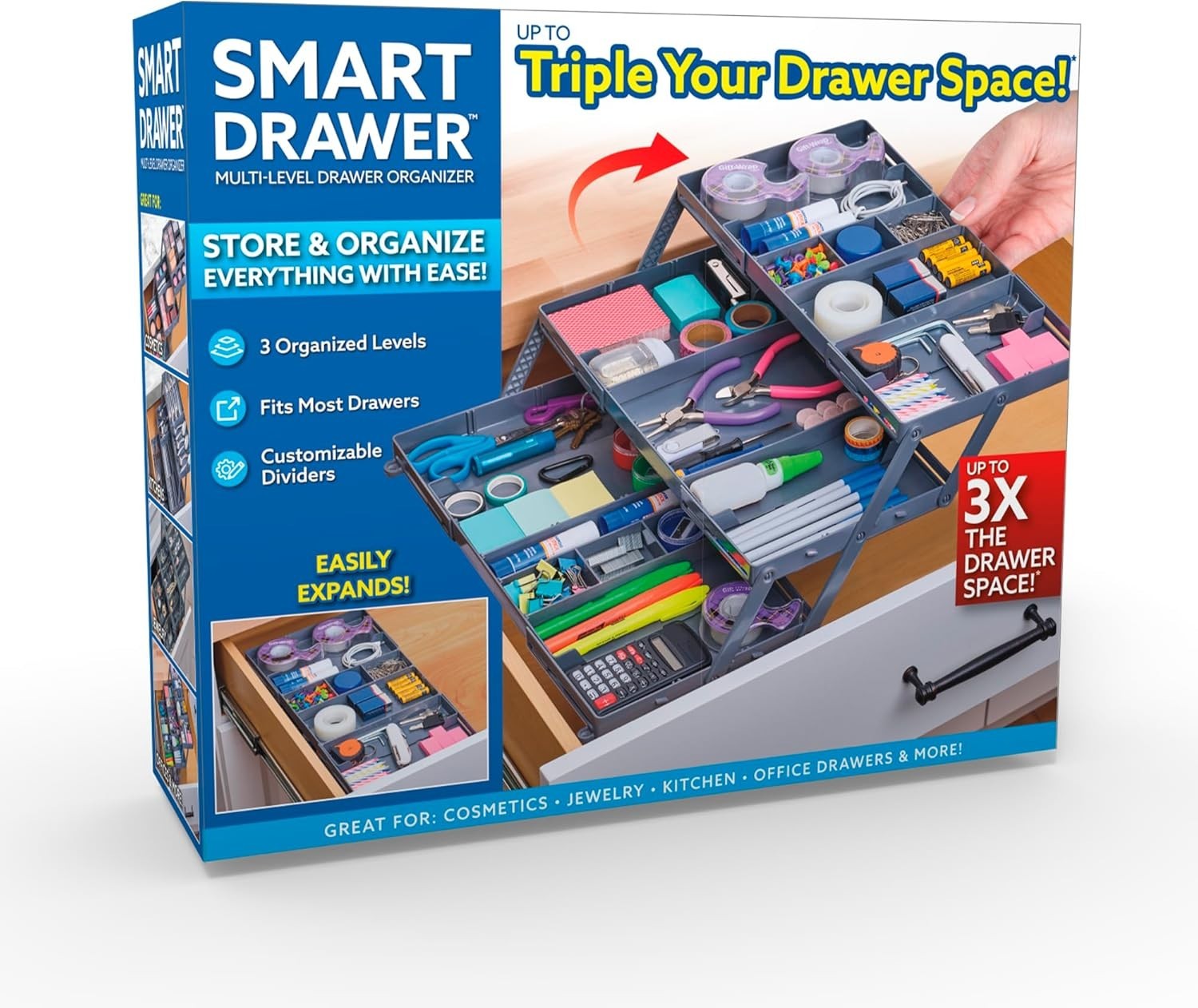 Smart Drawer Organizer Multi-Level Jewelry /Cosmetics Storage 9.5" x 7.5" x 2.75 gallery