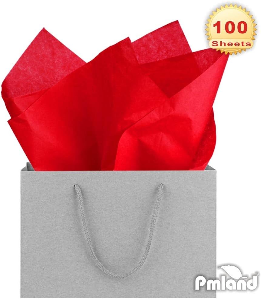 PMLAND 100 Sheets Red Tissue Paper Bulk, 20x15 Inches Wrapping gallery