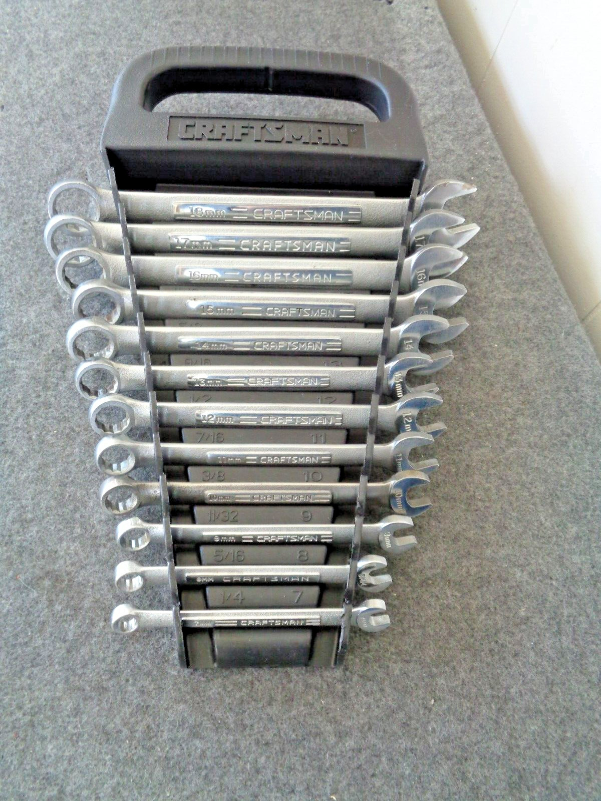 CRAFTSMAN Metric Combination Wrenches 7mm-18mm w/ Rack - Lot of 12 gallery