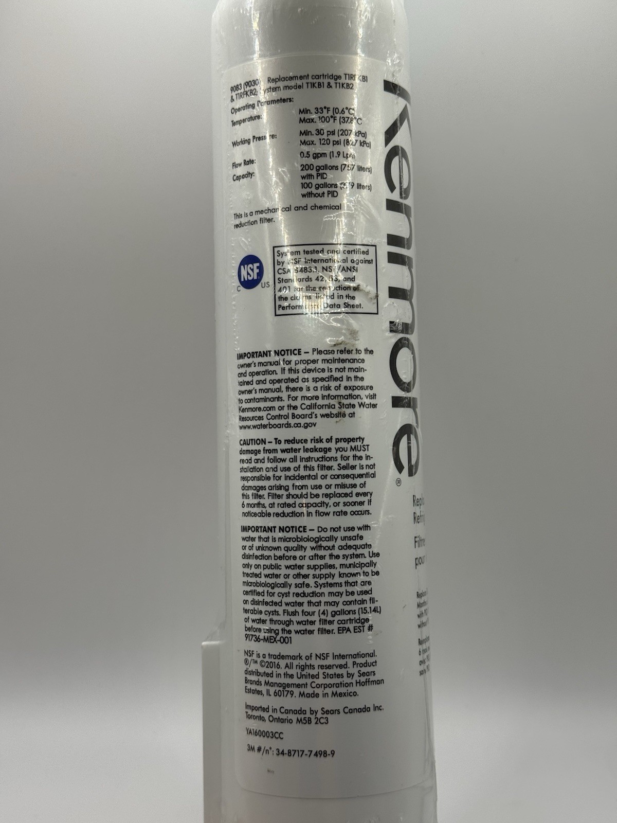 Kenmore 460-9083 Replacement Refrigerator Water Filter gallery