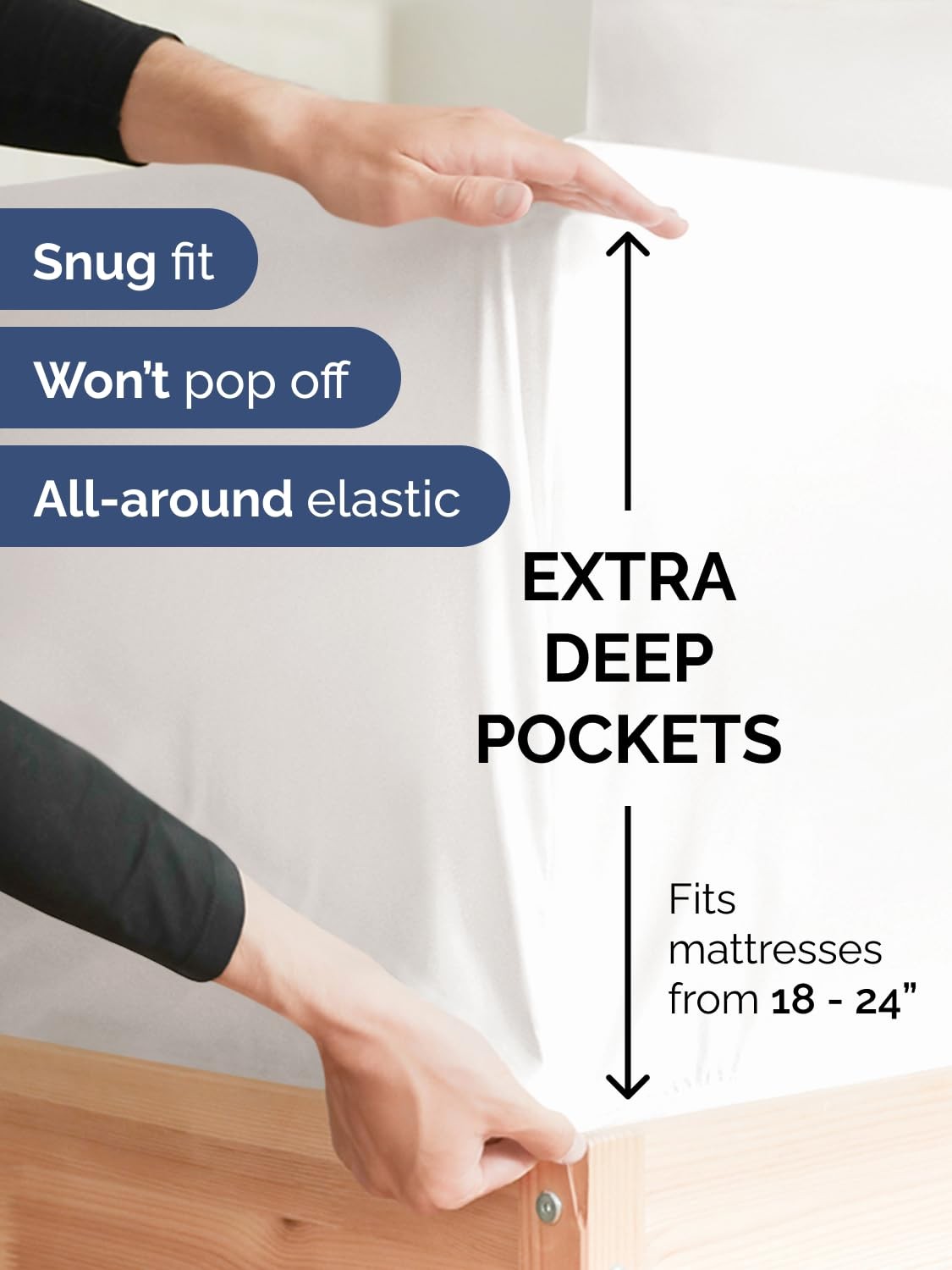 Extra Deep King Fitted Sheet - Hotel Luxury Single Fitted Sheet Only - Easily gallery