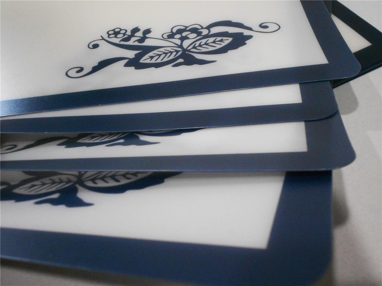 HTF 4 Corelle Coordinates OLD TOWN BLUE 19x13 PLACEMATS Navy Easy Wipe Clean gallery