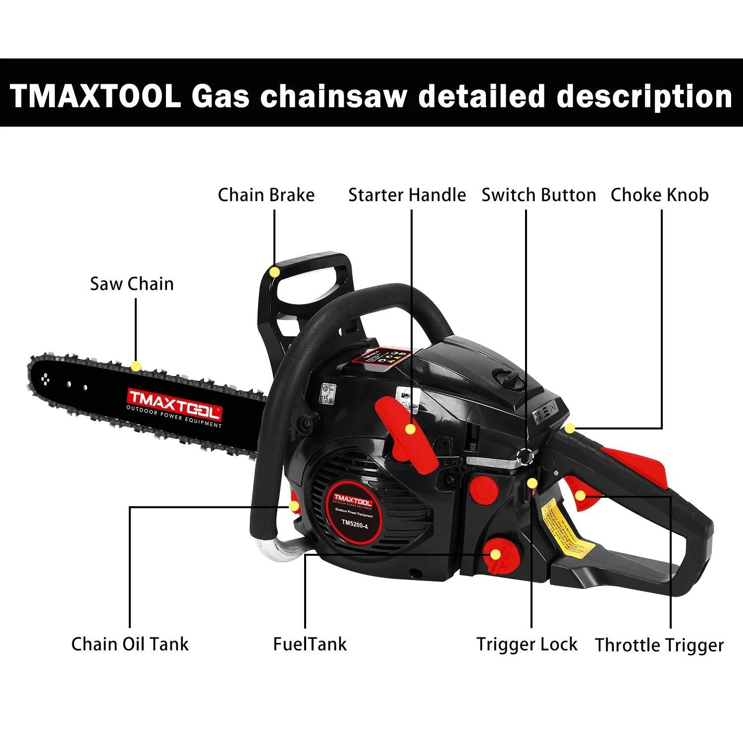 62cc Professional Gas Chainsaw 20", 2-Stroke Heavy-Duty for Woodcutting gallery
