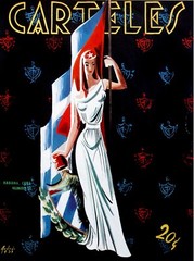 12476.Decor Poster.Vintage wall interior design.Woman in white holding Cuba flag