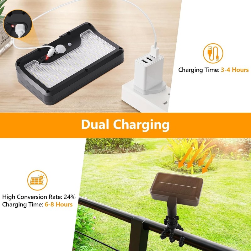 2PACK Motion Sensor Solar Lights Outdoor - 1000LM Clip On Solar Sercurity Lights gallery