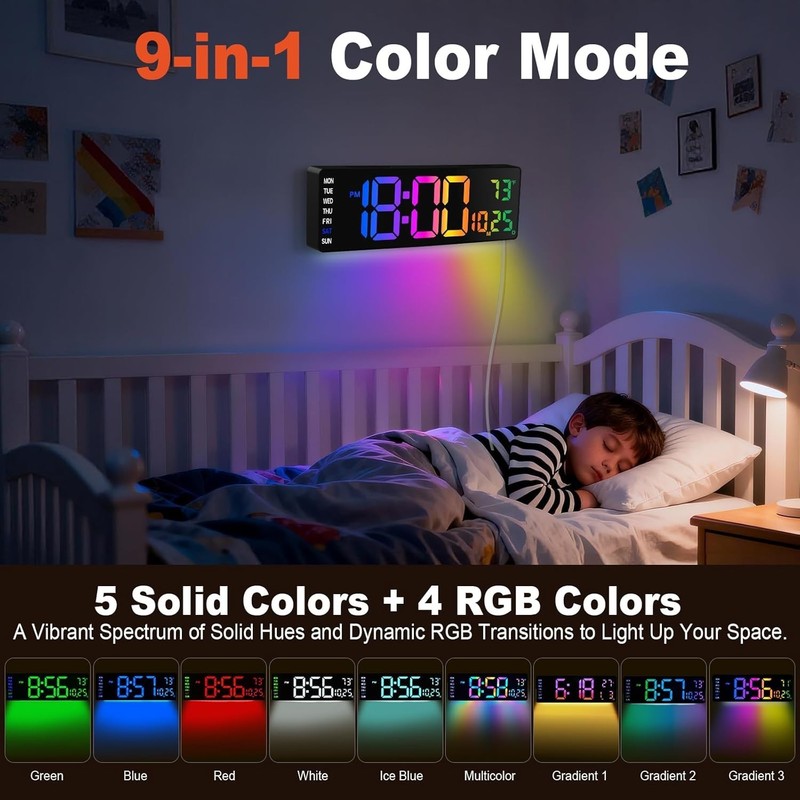 "Large Digital Wall Clock with Remote Control, 12 Inch LED Large Display Count.. gallery