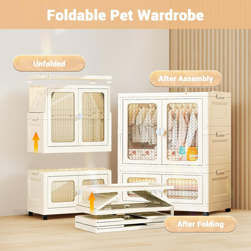 Stackable Storage Bins, Plastic Collapsible Storage Containers with Doors, Wheel gallery