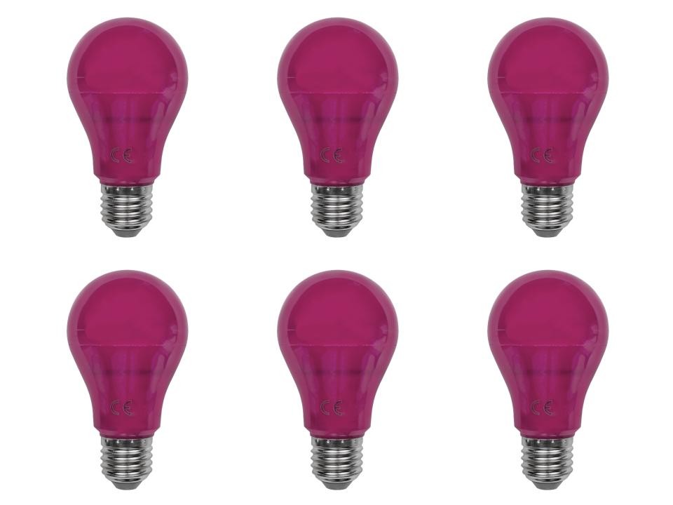 LED A19 Pink Light Bulbs, E27 Medium Base, 5W, 40–60W Equivalent, 400 Lumens, In gallery