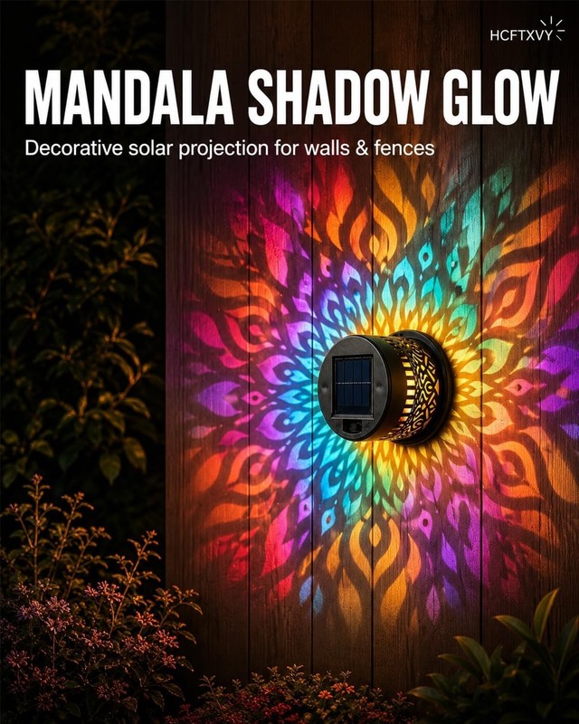 Solar Mandala Projector Waterproof Outdoor Garden Patio Light gallery