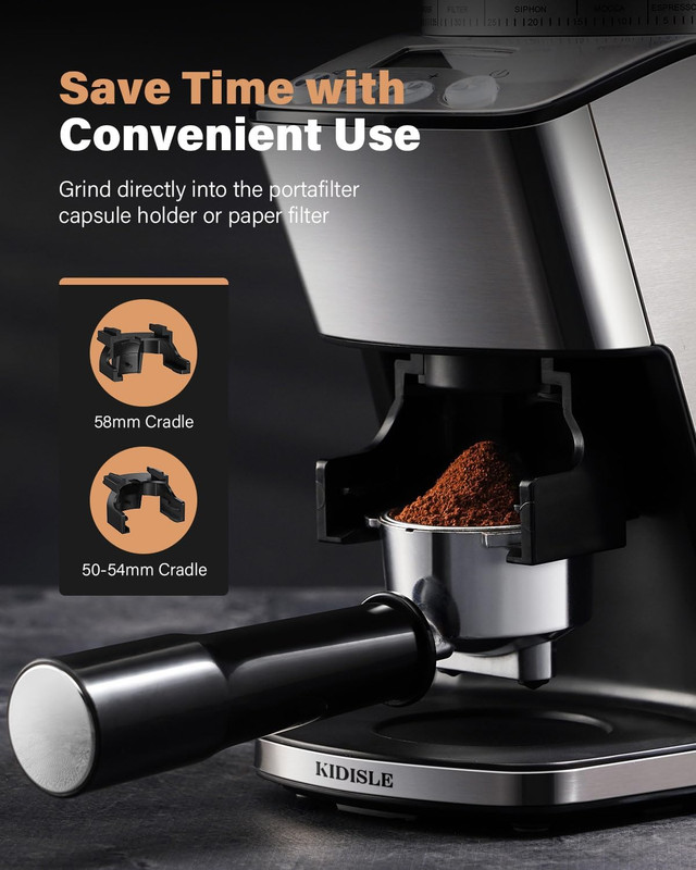Electric Conical Burr Coffee Grinder with 51 Settings & Timer, Stainless Steel gallery