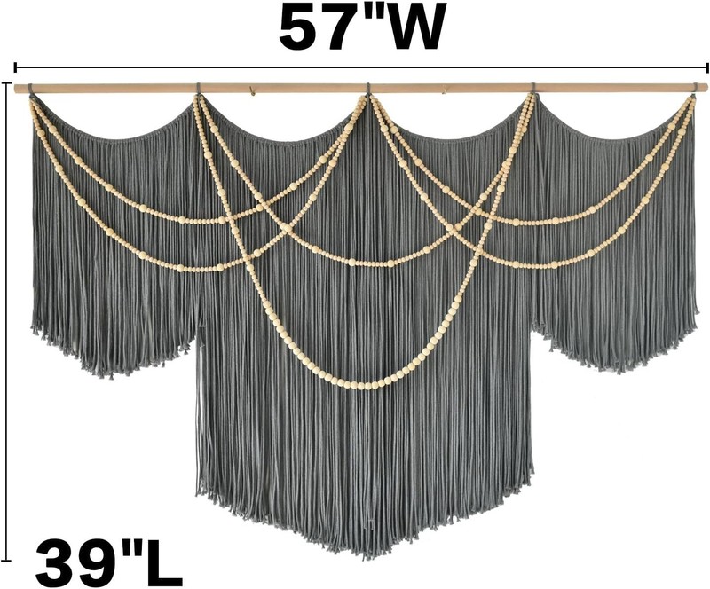 Large Macrame Wall Tapestry 57" W x 39" L - Eco-Friendly Bohemian Decor gallery