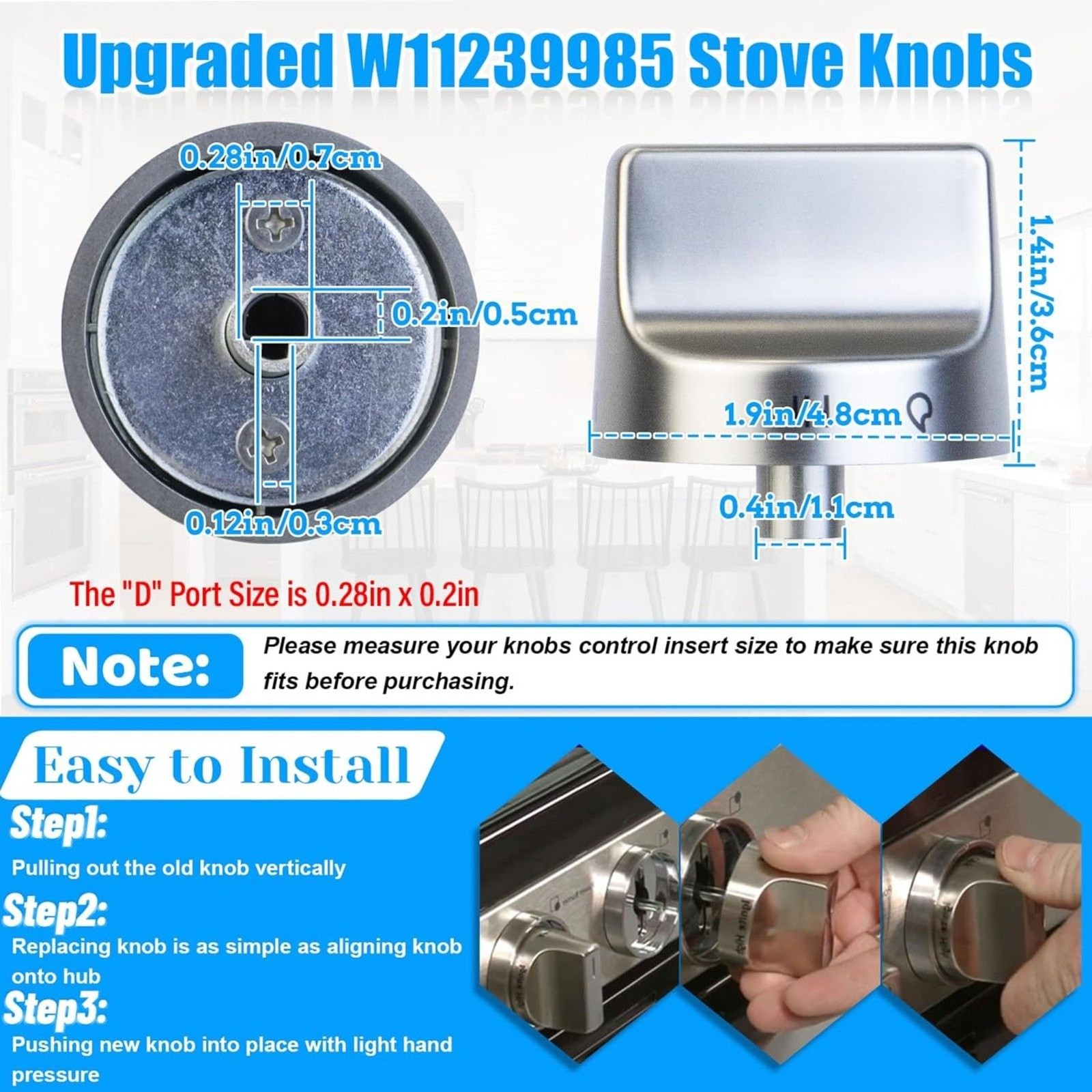 UPGRADED W11239985 Stove Knob Compatible with Whirlpool Stove Knobs, 24G-166H011 gallery
