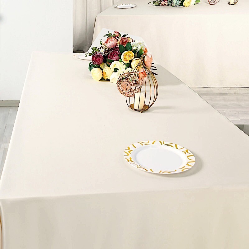 BEIGE Polyester 90x156" Rectangle TABLECLOTHS Wedding Party Home Linens SALE gallery