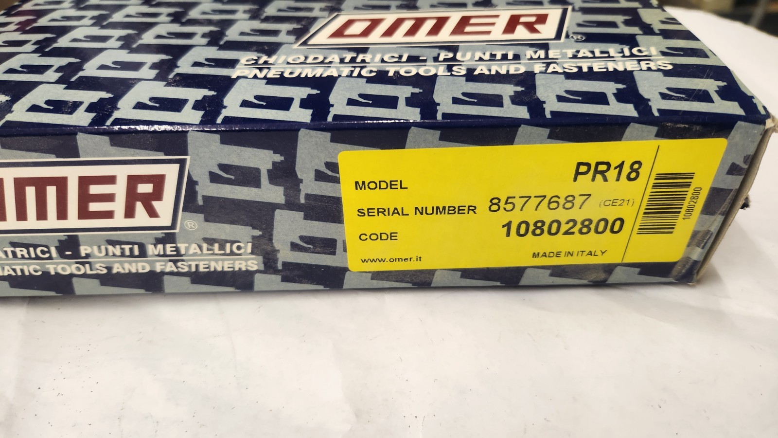 Omer PR18 10802800 Pneumatic Headless Pin Nailer 23 Gauge 3/8-11/16" NEW IN BOX gallery
