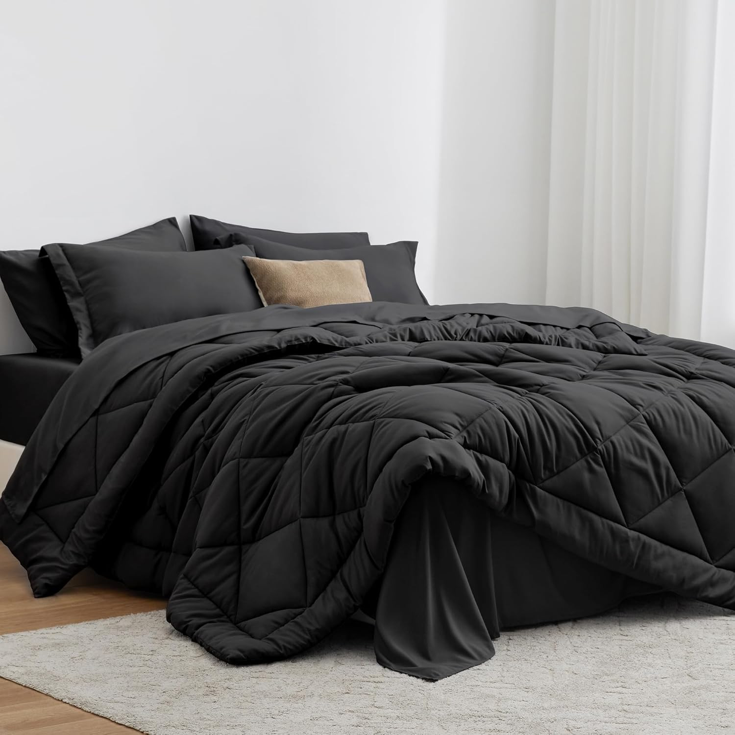 Love'S Cabin King Size Comforter Set Black, 7 Pieces King Bed in a Bag, All Seas gallery