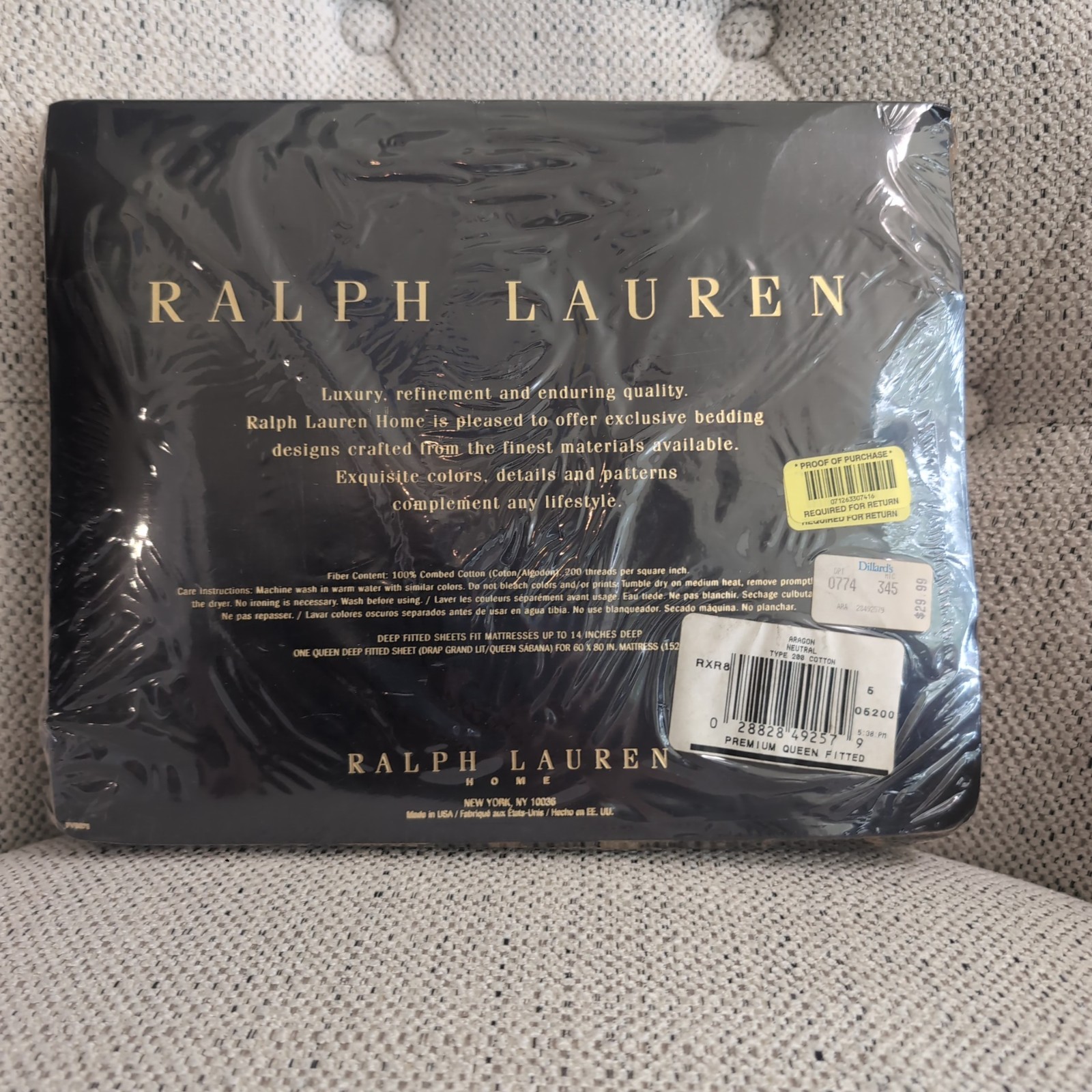 Vintage Ralph Lauren Aragon Leopard Queen Fitted Sheet NOS Safari Animal Print gallery