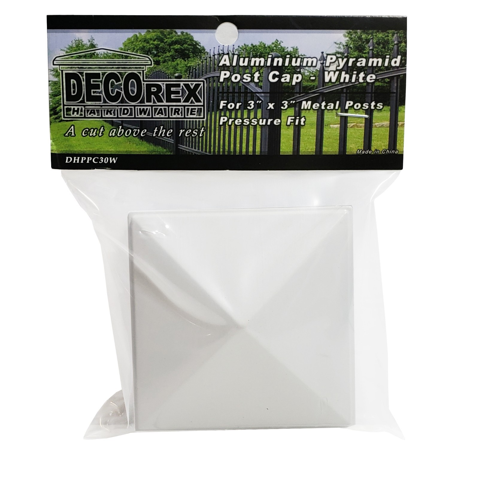 3" x 3" Decorex Hardware Aluminium Pyramid Post Cap for Metal Posts - White gallery
