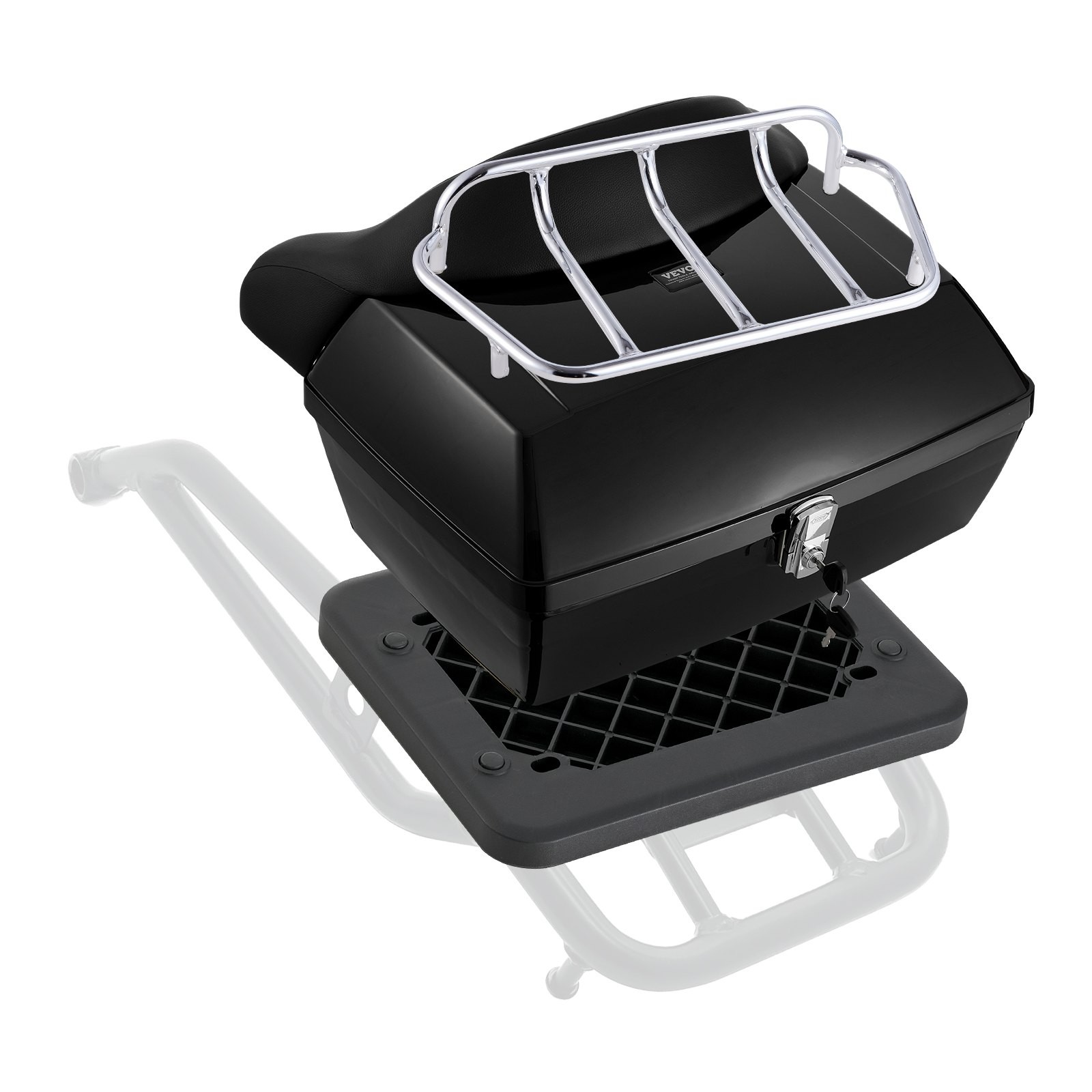 Motorcycle Top Case, Universal Durable PP Material Motorbike Tail Box with Refle gallery