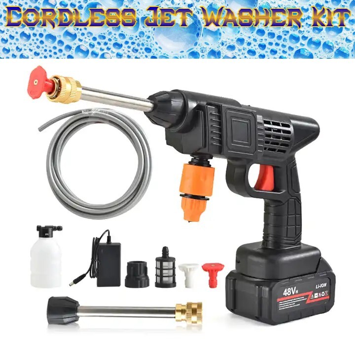 MULTIPURPOSE CORDLESS JET WASH HIGH PRESSURE WASHER KIT 40 MINUTES BATTERY LIFE gallery