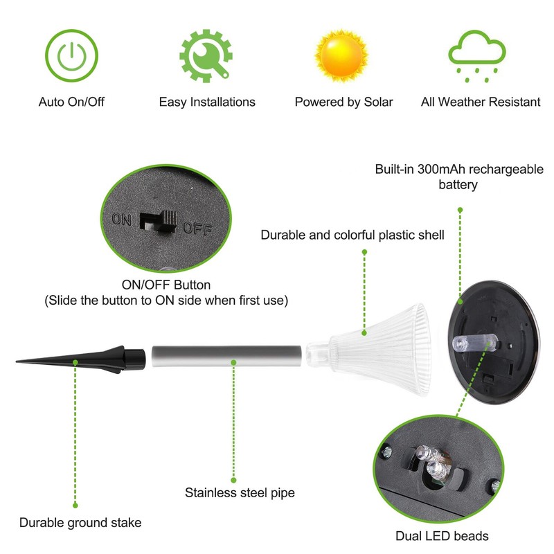 8Pack Solar Power Lights Garden Pathway Landscape LED IP44 Waterproof Lamp gallery