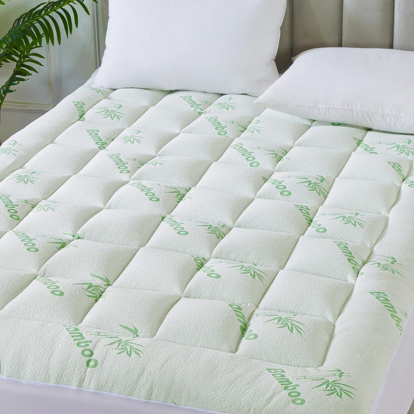 King Size Bamboo Viscose Mattress Topper - Thick Pillow Top, Soft & Breathable f gallery