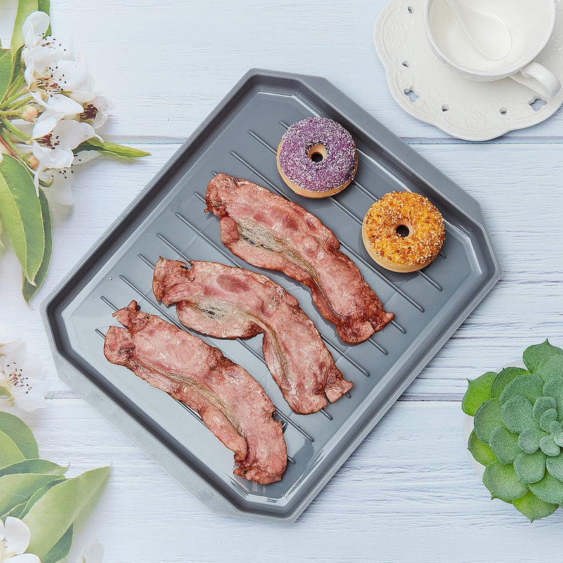 2 Pieces Microwave Bacon Tray Microwave Bacon Cooker Grill Rack Piratica gallery