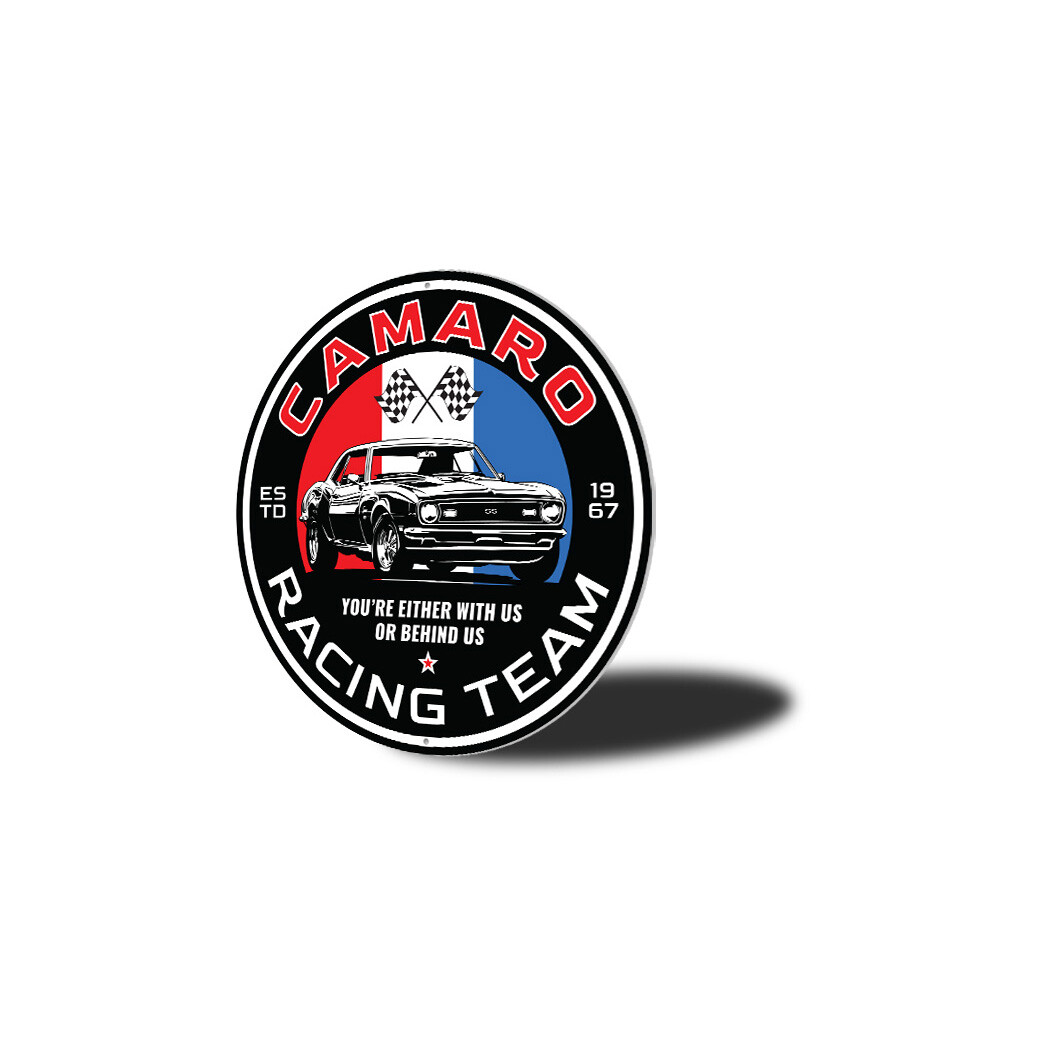 Camaro Racing Team Either With Us Or Behind Us Metal Sign Chevy Chevrolet Car gallery