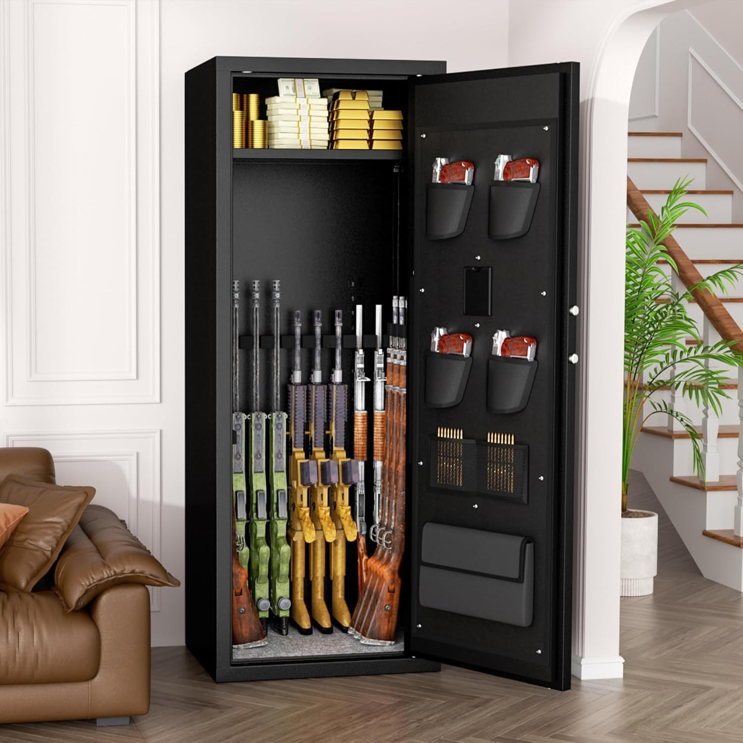 Gun Safe 8-12 Guns Large Black Quick Access Adjustable Racks VCGUN1 INTERGREAT gallery